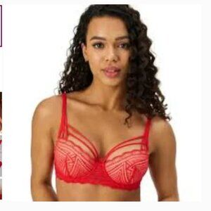 Adored by Adore Me Tessa Geo Lace Contour Underwire Bra Red 32D
